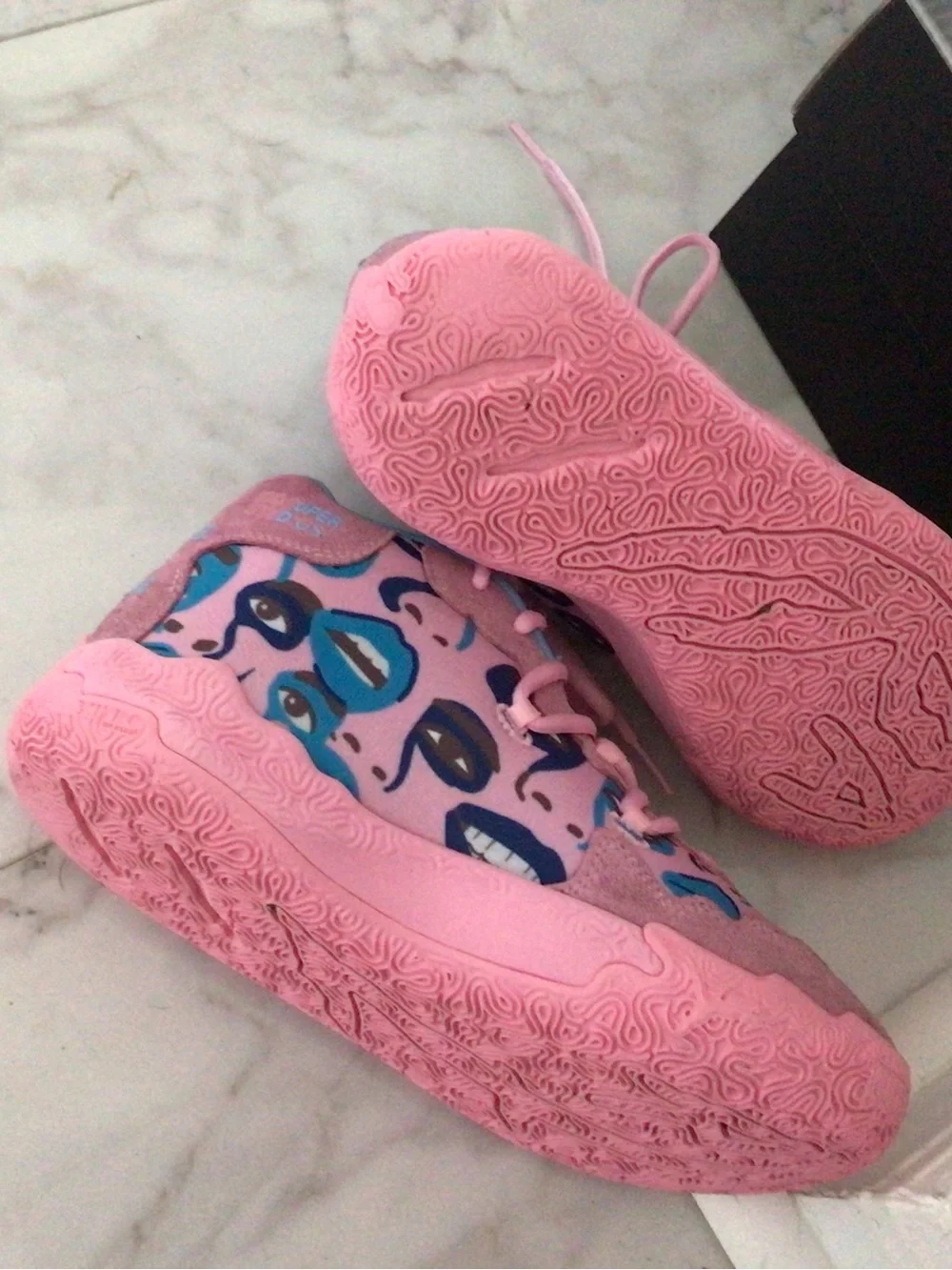 Puma Kids Pink and Blue Patterned Sneakers
